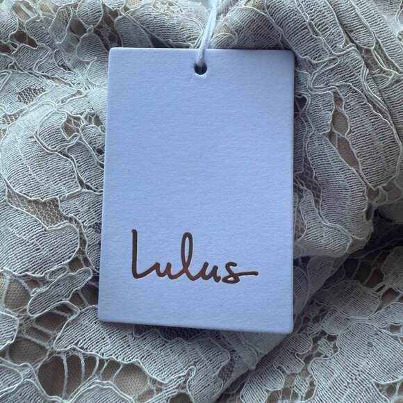 Lulus Womens Long Sleeve Lace Wedding Maxi Dress White/Nude Size Small - Picture 8 of 9